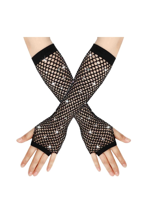 Women 80s Fishnet Gloves Long Neon Fingerless Fishnet Gloves Mesh Gloves Accessory Mittens for Women Cold Weather Heated
