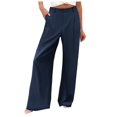 thumbnail image 1 of KDFJPTH Women Fashion Elastic Waist Wide Leg Pants For Elastic Waist Loose Comfy Casual Pants Pockets Pants, 1 of 4