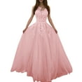 thumbnail image 1 of KDFJPTH Women Fashion Floral Lace Wedding Elegant Chiffon Evening Party Dress Ball Gown Wedding Guest Dresses for Women Fall plus Size Long Wrap Dresses for Women, 1 of 6