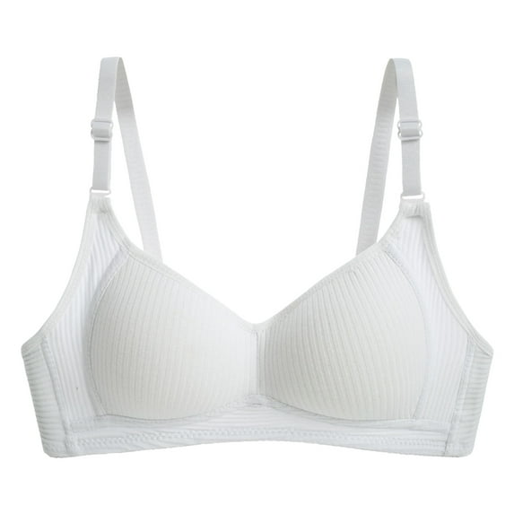 KDFJPTH Women'S Bra Wire-Free Push-Up Bra Solid White