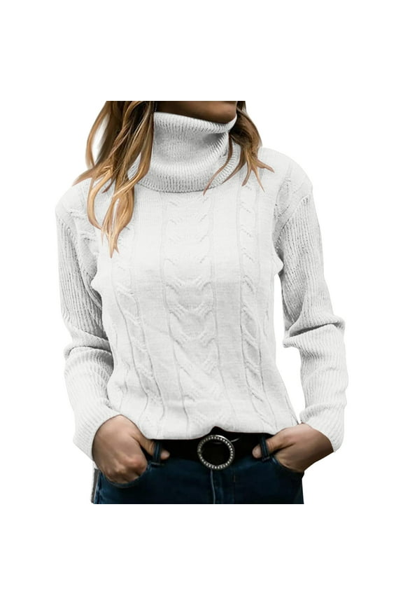 Women Solid Color Long Sleeve Cowl Neck Pullover Sweater