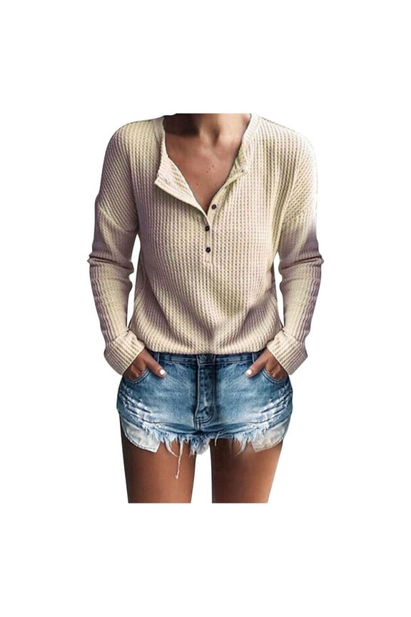 Women TopsV NeckDailyCasual Top Womens Long Sleeve T Shirts Pack Tan Raglan Shirt Women