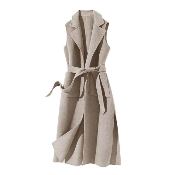 KDFJPTH Women's Autumn And Winter Vest Woolen Solid Color Strap Personality Long Vest Jacket Womens Long Winter Jackets Soft Wool Winter Jackets Tall