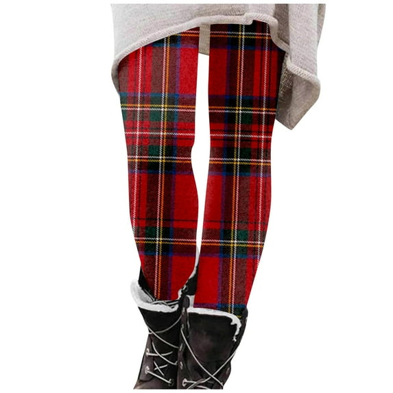 KDFJPTH Women's Cargo Pants Trendy Winter Plaid Printed Fashion Long Slim Fit Stretchy High Waist Leggings Trousers