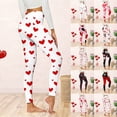 thumbnail image 1 of KDFJPTH Women's High Waist Heart Print Leggings Soft Stretchy Workout Yoga Pants Casual Loungewear Black L, 1 of 4