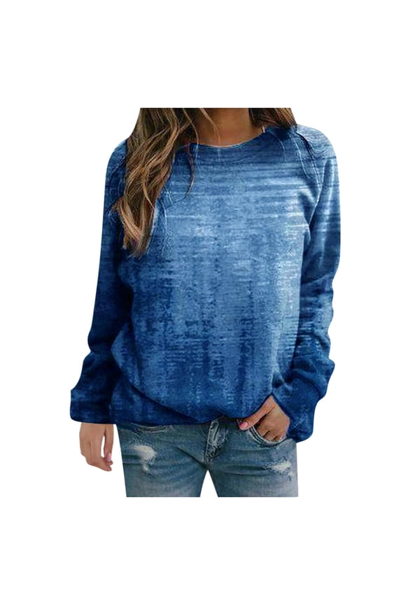 Women's Loose Casual Long Print Crewneck Sweatshirts Sleeve Com T-Shirts Thermal Women's Blouse Extra Large Women Long Sleeve Tee Shirt