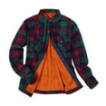 thumbnail image 1 of KDFJPTH Women's Plaid Lined Jacket Button Up Fuzzy Shirt Checkered Flannel Blouse Women S Tops Short Sleeve, 1 of 8
