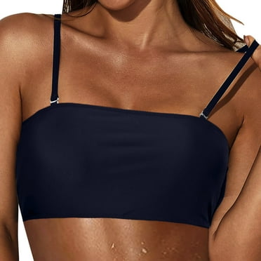 KDFJPTH Women's Removable Shoulder Strap Bandeau Bikini Top, Polyester (Women's Size XXL)
