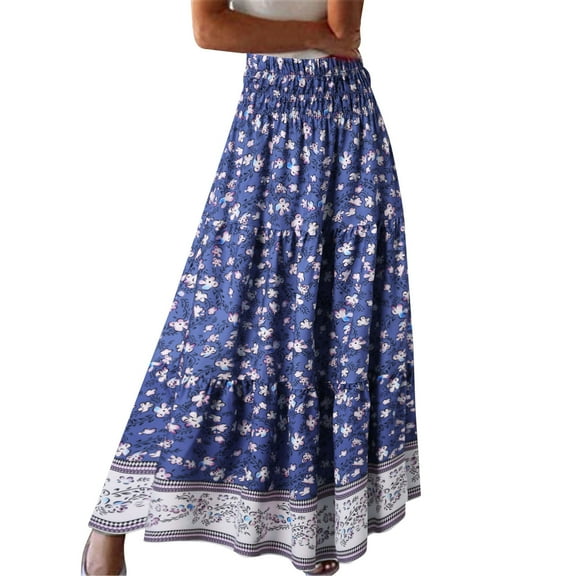 KDFJPTH Women's Skirts Fashion Plus Size Summer Boho Long Floral Printing Skirt