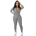 thumbnail image 1 of Bodysuit For Women Tummy Control Zipper V Neck Long Sleeve Rompers Catsuit Sport One Piece Jumpsuits For Women A XL, 1 of 5