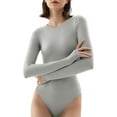 thumbnail image 1 of KDFJPTH Womens Crew Neck Long Sleeve Bodysuit Comfortable Against The Skin Tops Body Suits Women Clothing Long Sleeve Thong Body Suit, 1 of 5