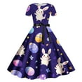 thumbnail image 1 of KDFJPTH Womens Dresses Formal 2024 Sexy Easter Printed Round Neck Short Sleeve Retro (1) Summer Dress, 1 of 2
