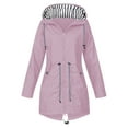 thumbnail image 1 of KDFJPTH Womens Fashion Rain Jacket With Hood Lightweight Long Sleeve Windbreaker Zip Up Drawstring Raincoat With Pockets Coat Windbreaker Rain Jacket Womens Water Proof Windbreaker, 1 of 4