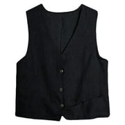 KDFJPTH Womens Jackets Dressy Casual Linen Vest Sleeveless Cardigans Loose And Thin Vest Top Top Coat
