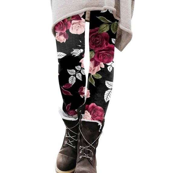 KDFJPTH Womens Leggings Print High Waist Casual Ankle Slim-Leg Leggings