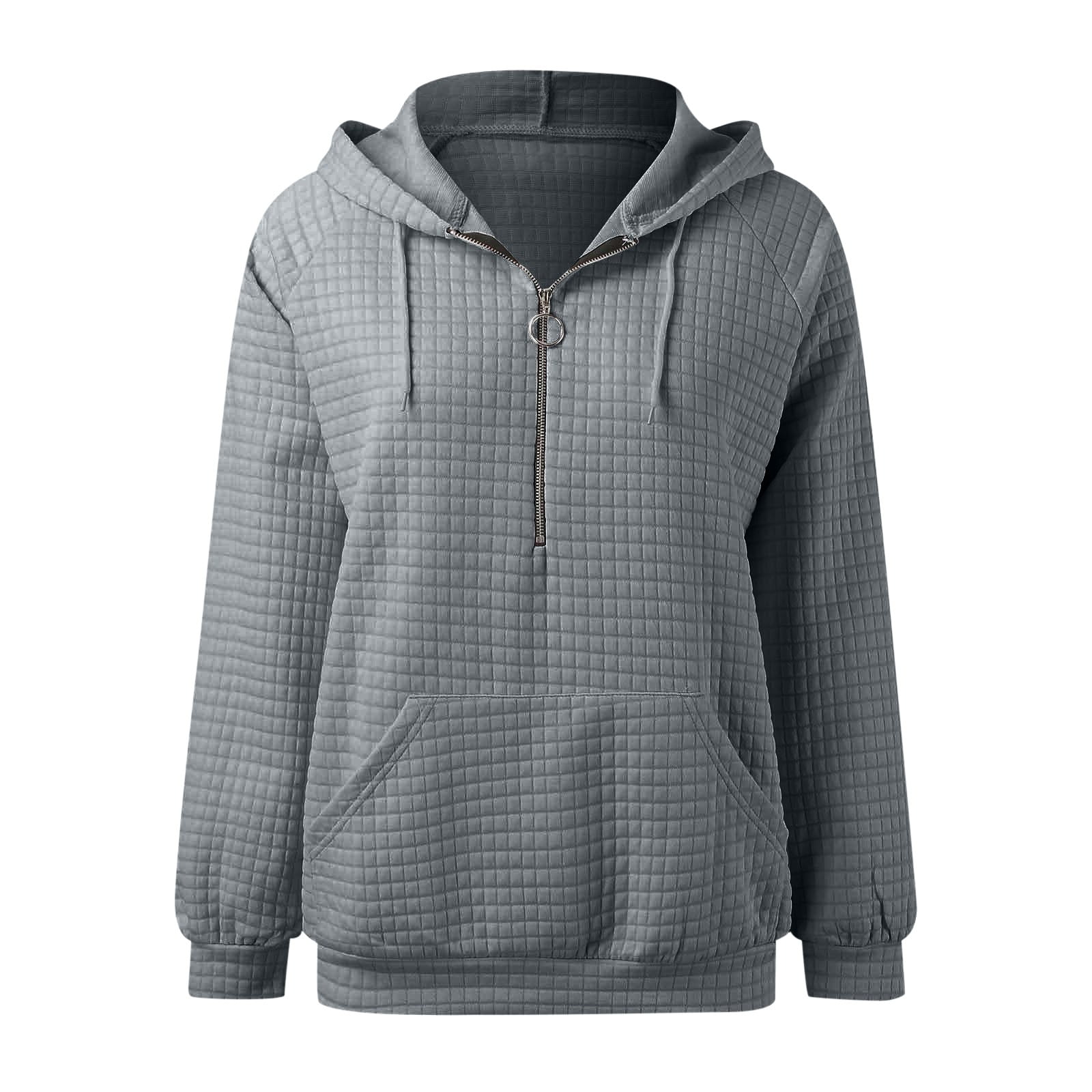 KDFJPTH Womens Sweatshirts Trendy New European And Checkered Zipper