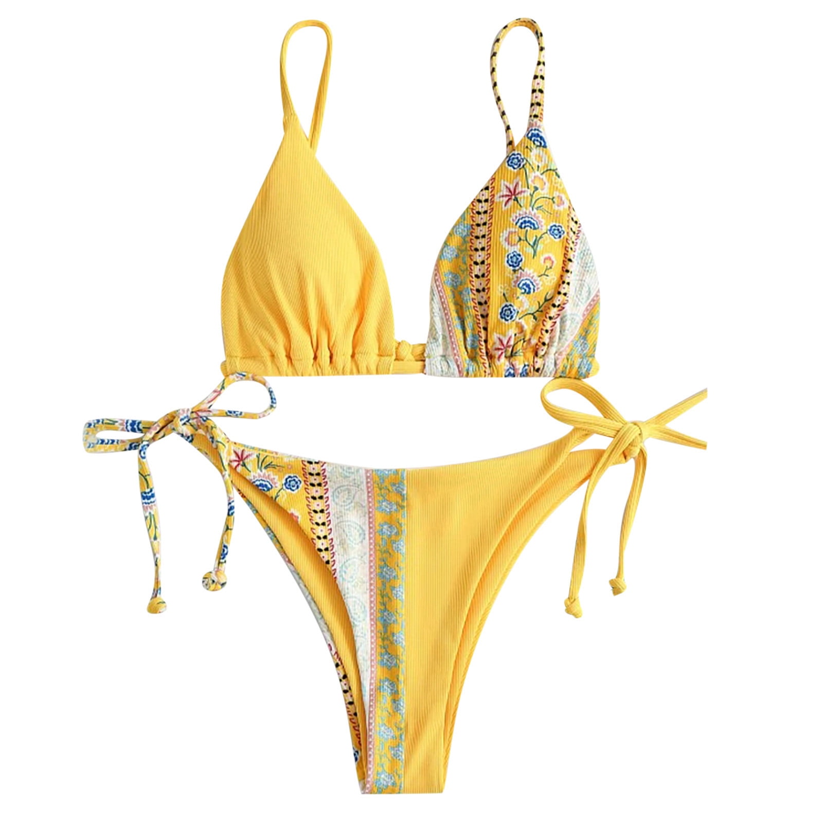 KDFJPTH Womens Swimsuits Tummy Control Bandeau Bandage Bikini Set Push