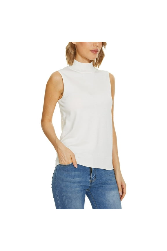 Womens Tops Women Sleeveless Neck For Women Sweater Knit Turtleneck Soft Basic Vest Tank Lightweight