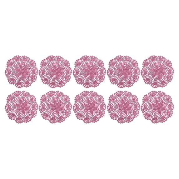 KDFWDM 10 Pcs Crochet Doilies Crochet Flower Coasters Handmade Colored Cotton Coaster, Round Lace Placemats with Floral Patterns Cloth Set for Wedding Party Decoration