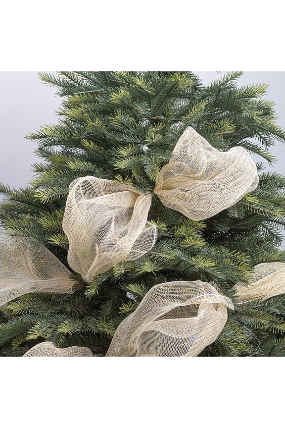 10 Yard Shimmery Gold and Silver PP Mesh Ribbon for Christmas Tree Decorations, Wired Craft Ribbon for DIY Gift Bows, Holiday Wreaths, and Festive Party Pendant Decor