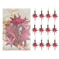 KDFWDM 12-Piece Christmas Eight-Pointed Star Ornament Set, 2 x 3 Inch Miniature Delicate Star Decor for Tree Branches, Festive Small Hanging Accents for Holiday Home Decorating