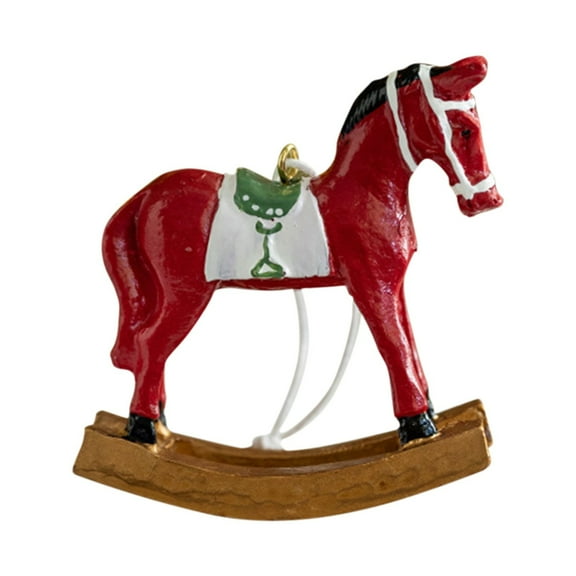 KDFWDM Charming Christmas Rocking Horse Ornament Figurine for Home Decor, Festive Hanging Accent for Tree, Mantel, and Holiday Tabletop Display, Traditional Holiday Decor