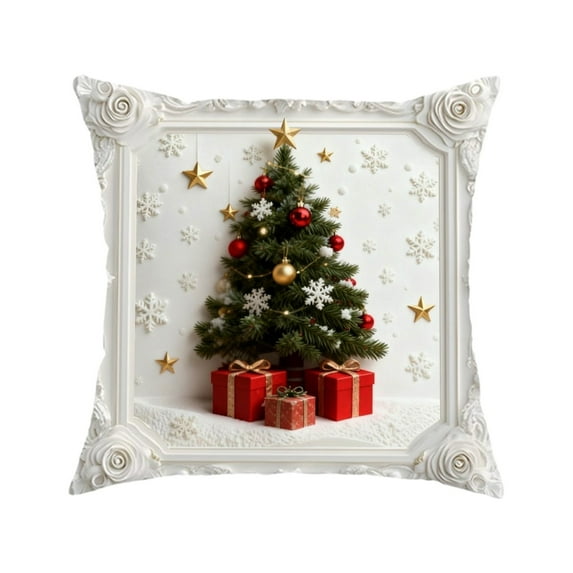 KDFWDM Cozy Charming Christmas Themed Pillow Covers 18x18 Inch, Soft Comfortable Single-Side Print Cushion Covers for Home Living Room Sofa Decor During Holidays