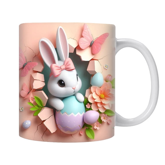 KDFWDM Cute Funny Easter Bunny Design Coffee Mugs - Leakproof & Insulated Ceramics Cup, Idea Artistic Morning Coffee for Home, Kitchen Dining Table, 𝗦𝗰𝗵𝗼𝗼𝗹 and Holiday