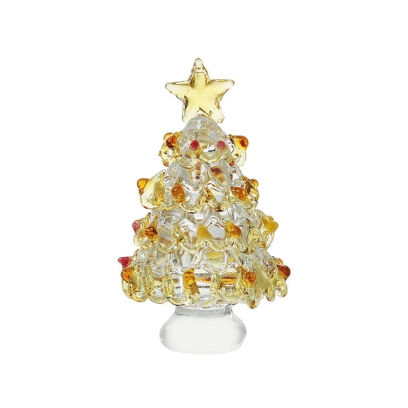 KDFWDM Decorative Christmas Tree Figurine with Star-Shaped Topper - Beautifully Glass Holiday Ornament with Clear Accents (2.44 Inch), Tabletop Festive Decor for Home and Office