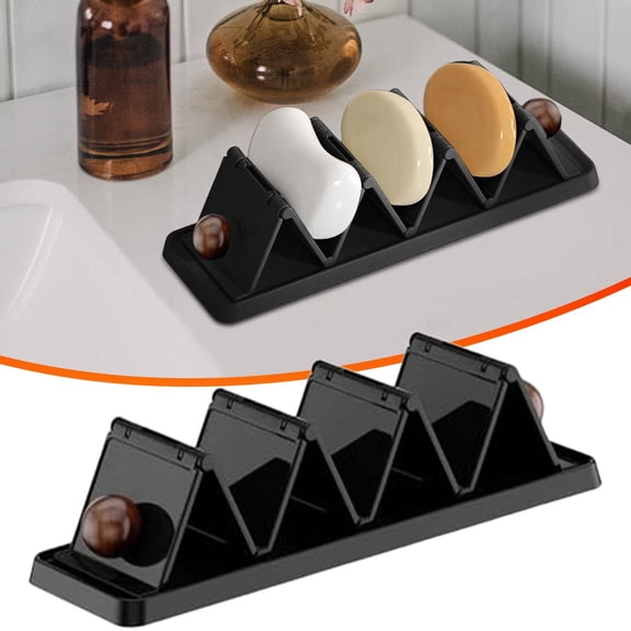 KDFWDM Foldable Soap Rack with Suction Cups - Space Saving Drain Storage for Shower Bathtub, Holds Soap Sponge Razor, Bathroom Kitchen Countertop Drying Organizer