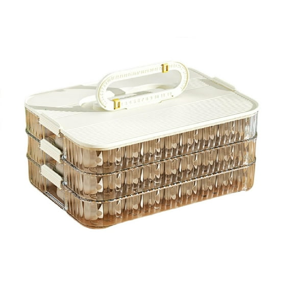 KDFWDM Frozen Dumpling Storage with Lids, Flat Stacks Food Container Icing Cookies Donuts Box Organizer for Fridge, Efficient and Space Saving Food Organizer