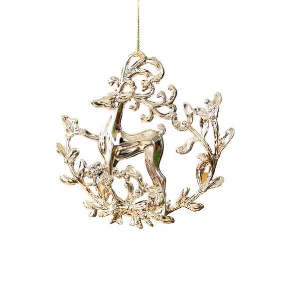 KDFWDM Golden Electroplated Reindeer Pendant for Christmas Tree, Elegant Holiday Decoration Hanging Accessory, Perfect for Hanging Trees Home and Office Party Decor