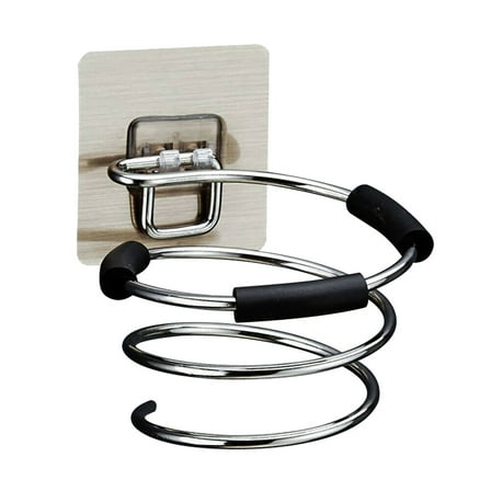 KDFWDM Hair Dryer Holder,Wall Mounted Spiral Hair Dryer Shelf,Bathroom Stainless Steel Hair Dryer Bracket,Self-Adhesive Hair Dryer Storage Rack