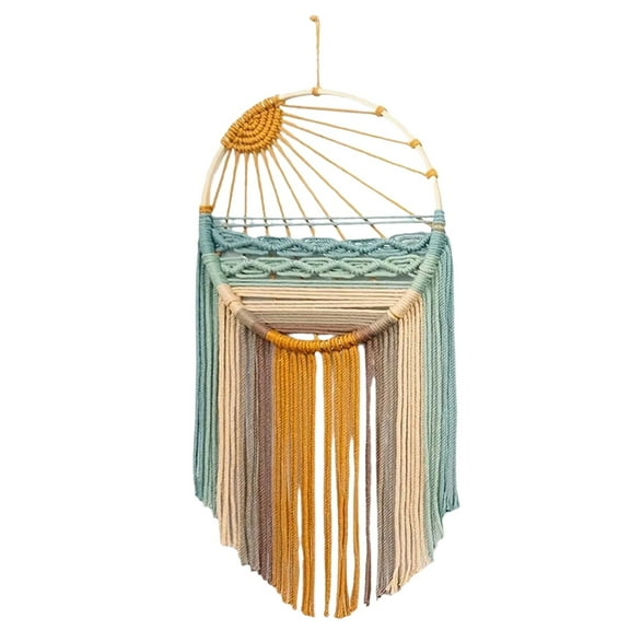 KDFWDM Hand Woven Macrame Wall Hanging with Sun Design - Colorful Bohemian Style Wall Art for Bedroom and Living Room, Artistic Tapestry for Home Decor and Wall Display Enhancement