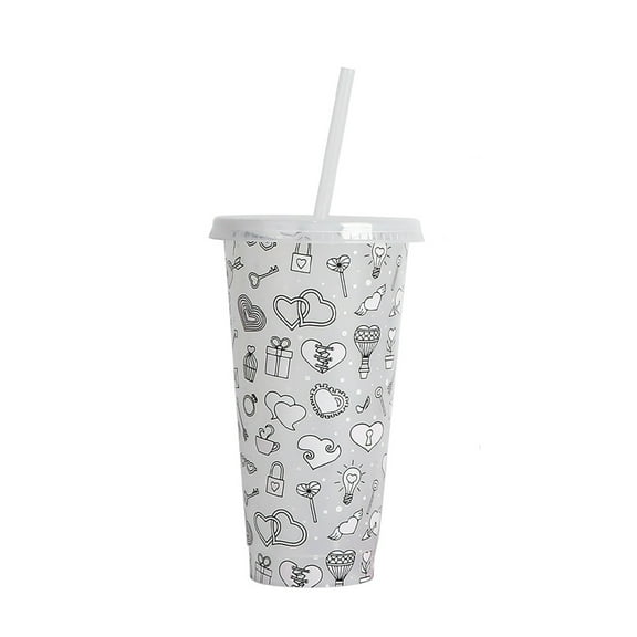 KDFWDM Heart- shaped Plastic Drink Cups with Lids, Clear Bubble Tea Cup Disposable Smoothie Coffee Mug Sharing Tumblers for Valentines Day Milk Tea Juice