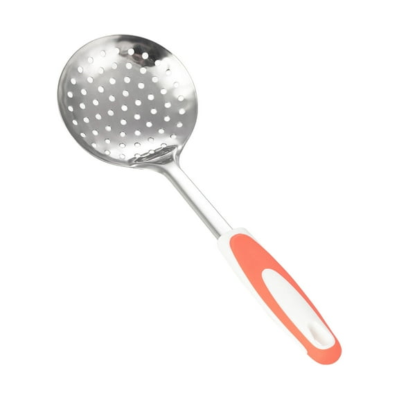 KDFWDM Non Slip Kitchen Strainer, Stainless Colander Spoon, Skimmer Slotted Spoon, Stainless Steel Cooking Skimmer Spoon Colander Kitchen Strainer Ladle for Kitchen Cooking Draining Frying