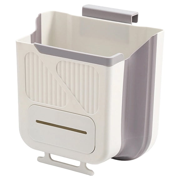 KDFWDM Odor-Resistant Foldable Hanging Trash Can - Space Saving over Cabinet Door Waste Bin, Large Capacity Multifunctional Storage Box, Built-In Trash Bag Storage for Convenience