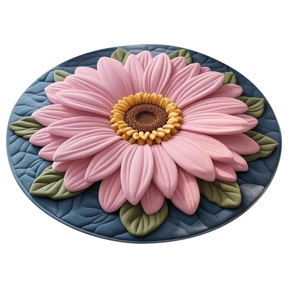KDFWDM Plush Diatomaceous Earth Bath Mat with realistic Flower Design - Super Absorbent Quick Dry Floor Mat for Bathroom Shower, Non-Slip Water Absorbing Rug (60x60cm)