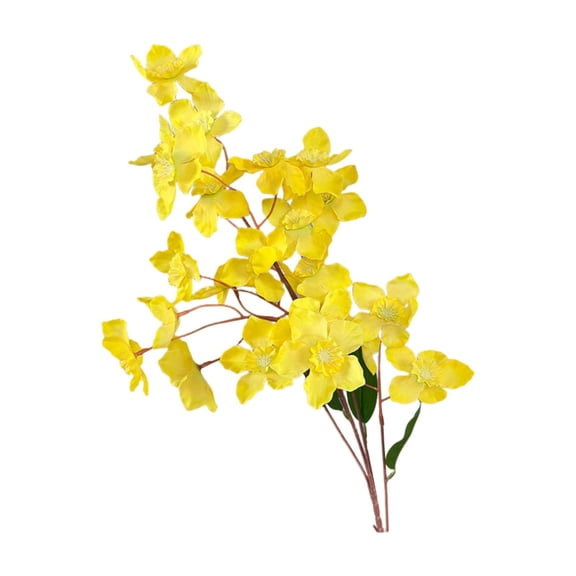 KDFWDM Realistic Artificial Daffodil Bouquet - Spring Yellow Silk Flower Stems for Home & Office Decor, UV Resistant Outdoor Indoor Arrangement, 20 Stems with Green Leaves