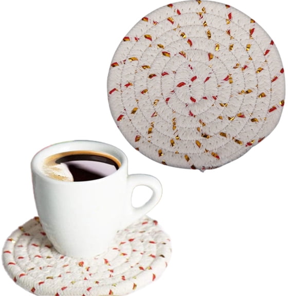 KDFWDM Round Woven Placemats, Plate Chargers Mixed Thick Place Mats Cotton Rope Braided Tablemats Rattan Mats for Christmas Table Decoration