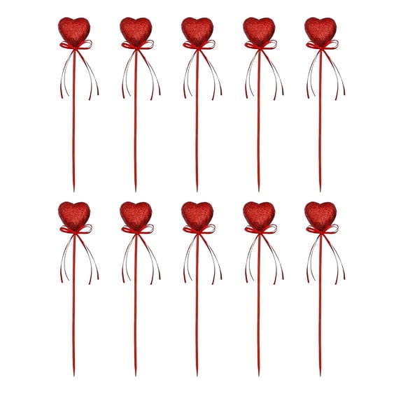 KDFWDM Valentine's Day Heart Cake Picks Decoration Kit - 10 Piece Set in Red & Pink for Cupcake Dessert Decor, Edible Safe Food Grade Toppers for Party Baking & Craft