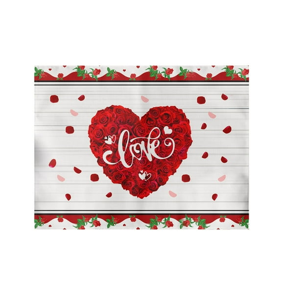 KDFWDM Valentine's Day Red Love Hearts Placemats, Farmhouse Dining Table Place Mats, Anniversary Wedding Holiday Kitchen Decor Home Decoration