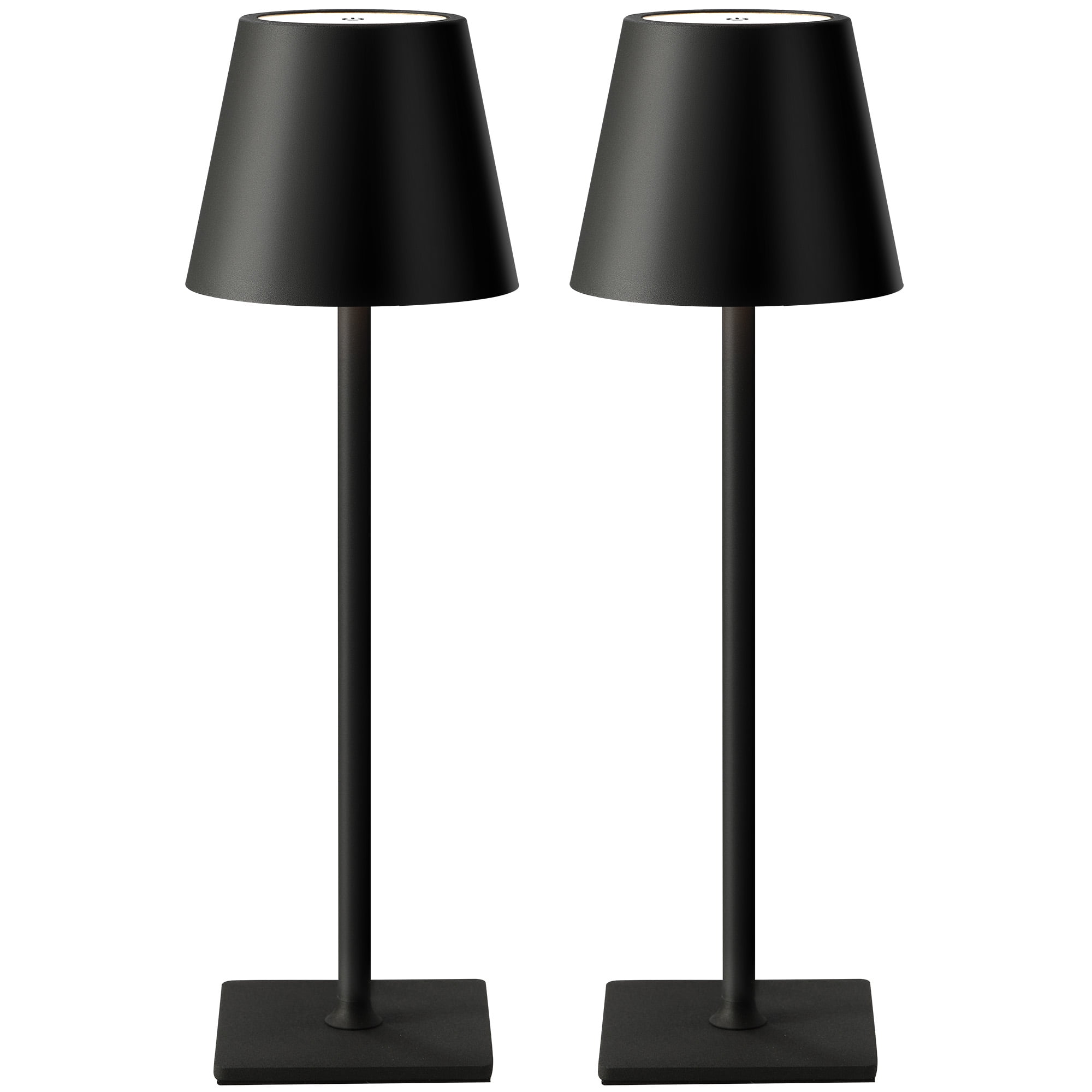 KDG 2-Pack Portable LED Table Lamp, 14.2 In, Battery Powered, Dimmable, Modern Metal Shade，3 Color stepless dimming up, 5000mAh battery operate