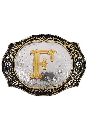 Cowboy Rodeo Small Gold Belt Buckle, Initial Letter A-Z, Unisex, Alloy