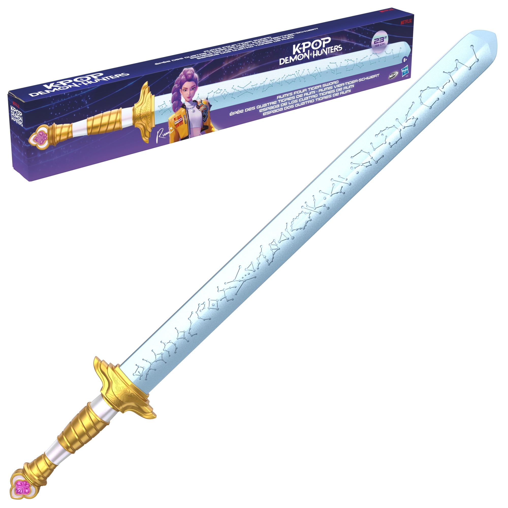 Nerf Rumi's Four Tiger Sword KPop Demon Hunters Foam Blade 24 inches Ages 6 and Up