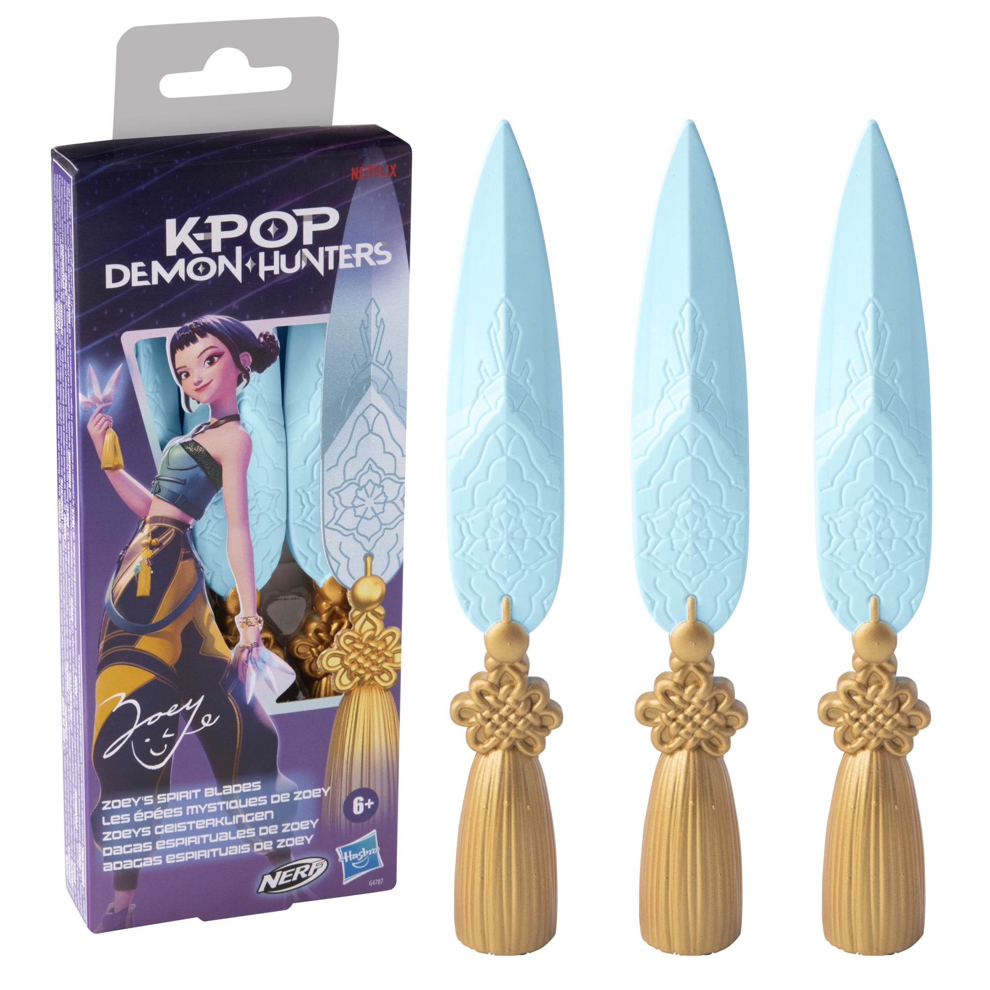 Nerf KPop Demon Hunters Zoey's Spirit Blades, 3 Foam Blades, Toys and Gifts for Kids Ages 6 and up