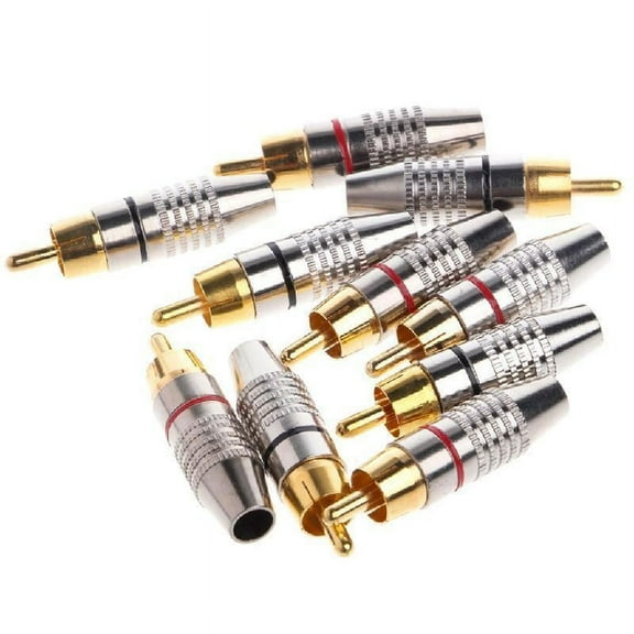 KDJ 10pcs/20pcs for RCA Male Plug Audio Video Locking Cable Connector Gold Plated 45mm