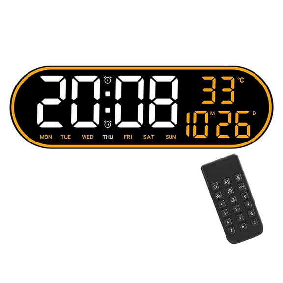 KDJ 15Inch Digital Wall Clock with Remote Control: Brightness Adjustable Convenience - for Home Decor