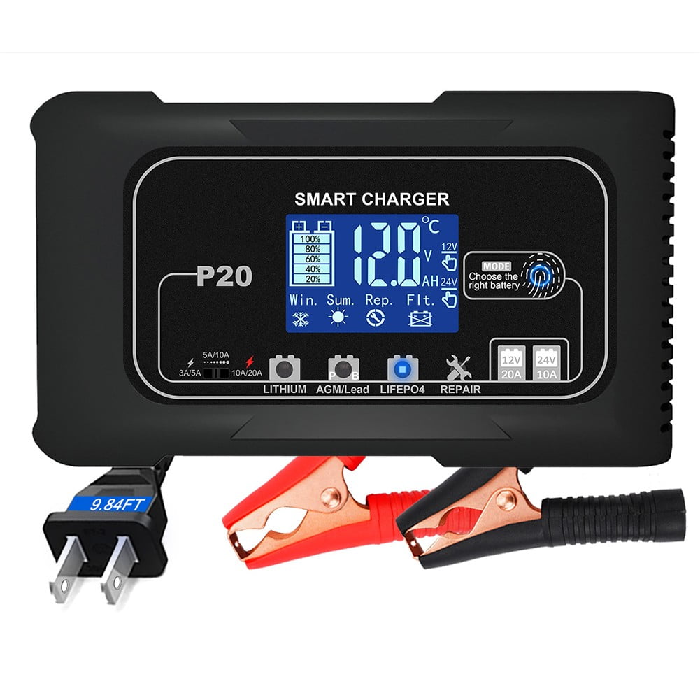 KDJ 20 Amp Lithium Battery Charger 12V/24V Lifepo4 Lead-Acid(AGM/Gel/SLA) Maintainer