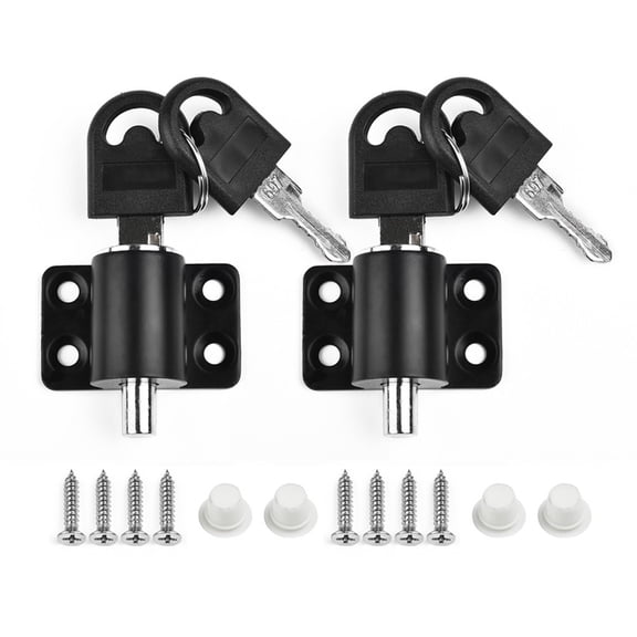 KDJ 2Pcs Sliding Patio Door Catches Set Casement Bolt Security Lock With 2 Keys